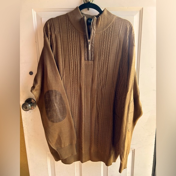 Steve Harvey Celebrity Edition Men’s 1/4 zip Pullover Sweater with Elbow Patches - Picture 1 of 5